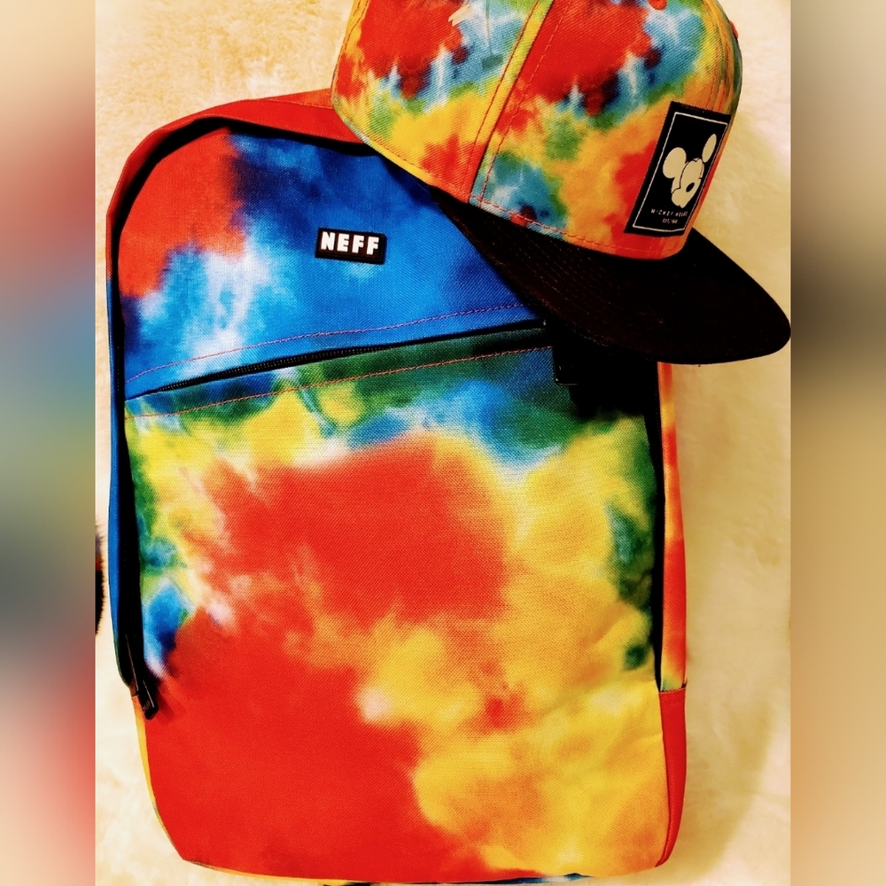 Neff Tie Dye Backpack with Matching Neff Tie Disney Adult Unisex Snapback Hat